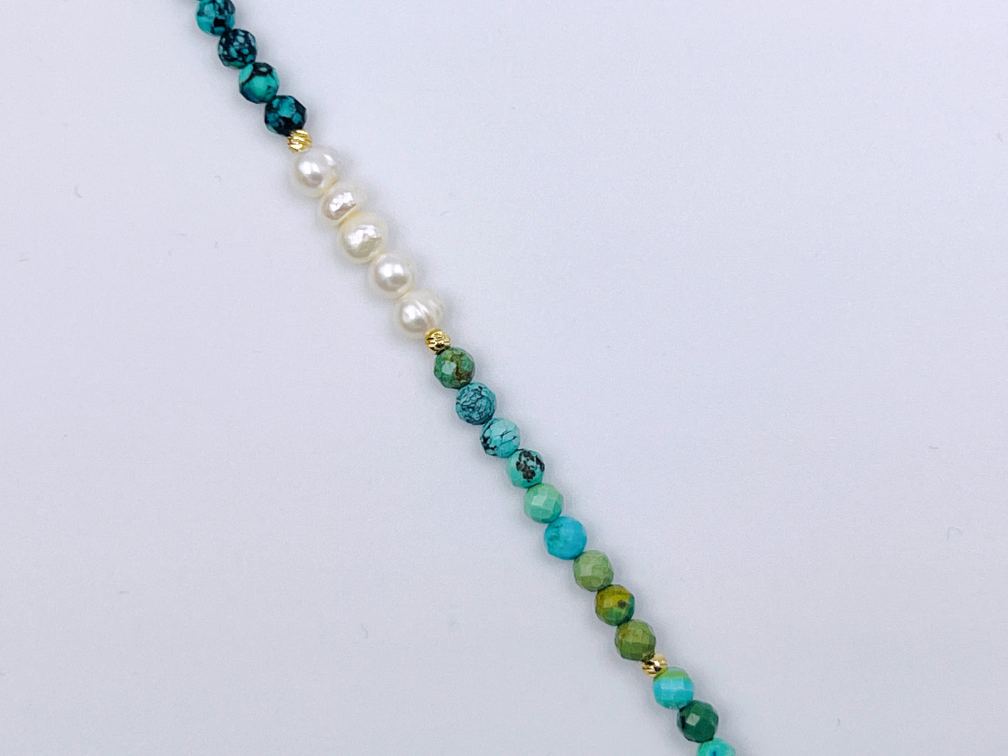 Turquoise with pearl bracelet, daily wear, gift for her, length personalized